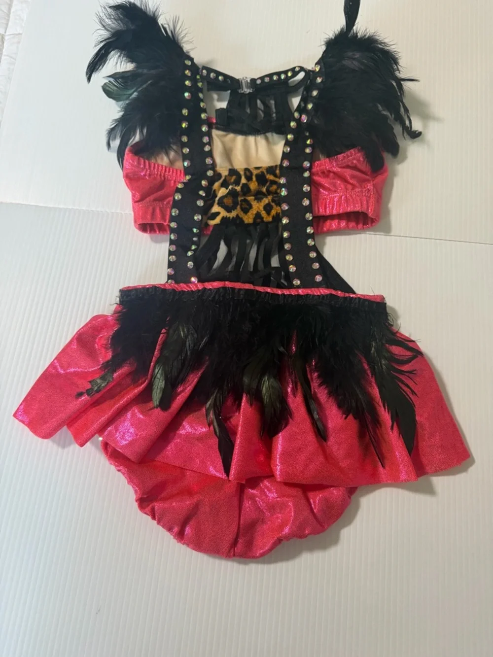 PUMPER’S Sassy Jazz custom competition Solo Costume Pink Leopard Feather IC